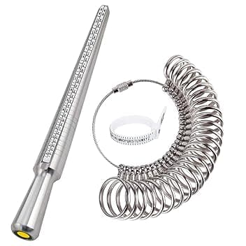 DoGeek Ring Sizer Scale di Misura Strumenti per misurare Gli Anelli diametri Strumenti di dimensionamento delle Dita UK Taglie A-Z Metal Steel