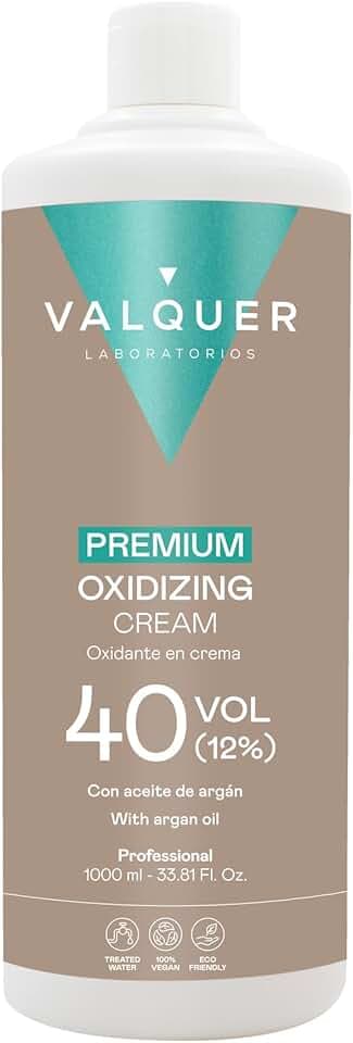 VALQUER Premium Cream Acqua Ossigenata 40 Volumi 12% | Agente Ossidante Profumato per Colorazione e Decolorazione Permanente dei Capelli con Olio di Argan | Uso Professionale | 1L Compact by Design (certificazione sviluppata da Amazon)