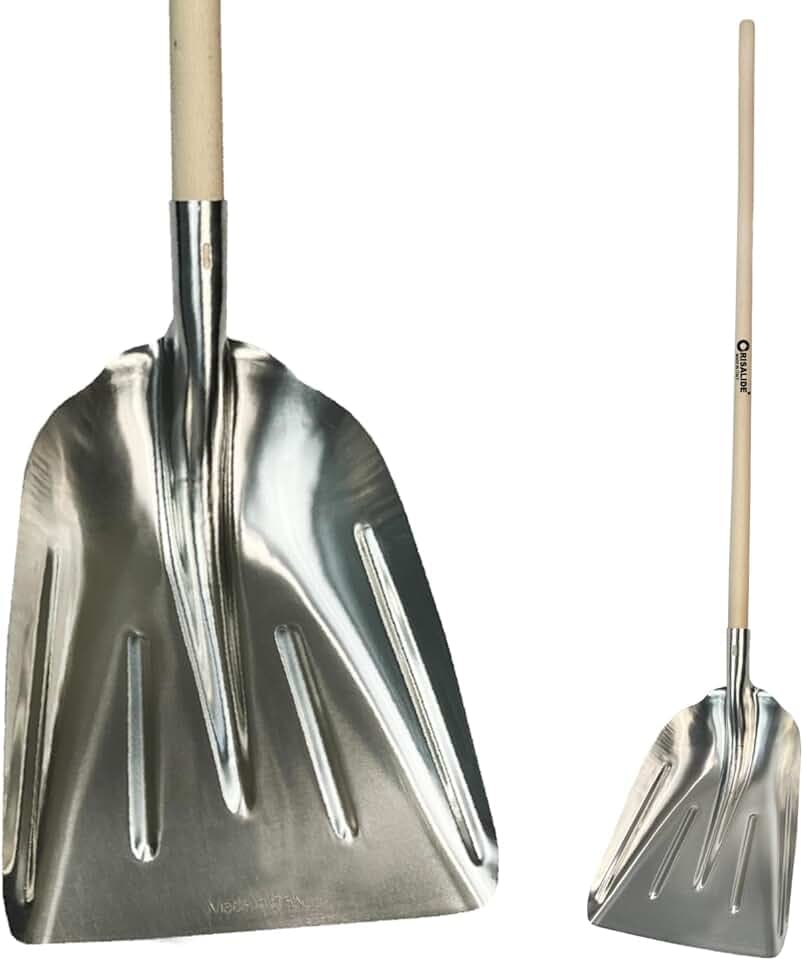 Crisalide® - Badile Super Resistente 36x49 cm con Manico in Legno - Versatile per Uso Agricolo, Giardinaggio e Lavori Pesanti, Multiuso, Pala da Neve (Alluminio)