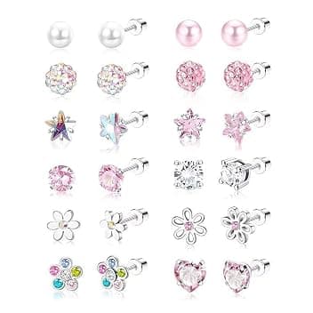 12 Paia di Orecchini per Ragazze, Orecchini per Ragazze, Orecchini in Resina, Bellissimo Accessori per Gioielli per Ragazze,Orecchini Bambina Anallergici Gioielli Principessa Vestire