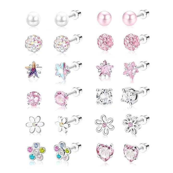 12 Paia di Orecchini per Ragazze, Orecchini per Ragazze, Orecchini in Resina, Bellissimo Accessori per Gioielli per Ragazze,Orecchini Bambina Anallergici Gioielli Principessa Vestire