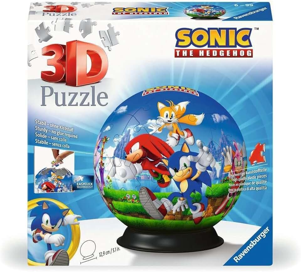 Ravensburger - Puzzle 3d Ball Sonic The Hedgehog | Puzzle 6 Anni Bambino | 73 Pezzi | Regalo Bambino 6 Anni | Sonic Giocattolo | Idee Regalo