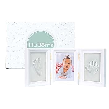 HuBorns – Kit impronte neonato con argilla, cornice per calco mani e piedi, idea regalo nascita o battesimo, ricordo originale per bimbo e bimba (Argilla)