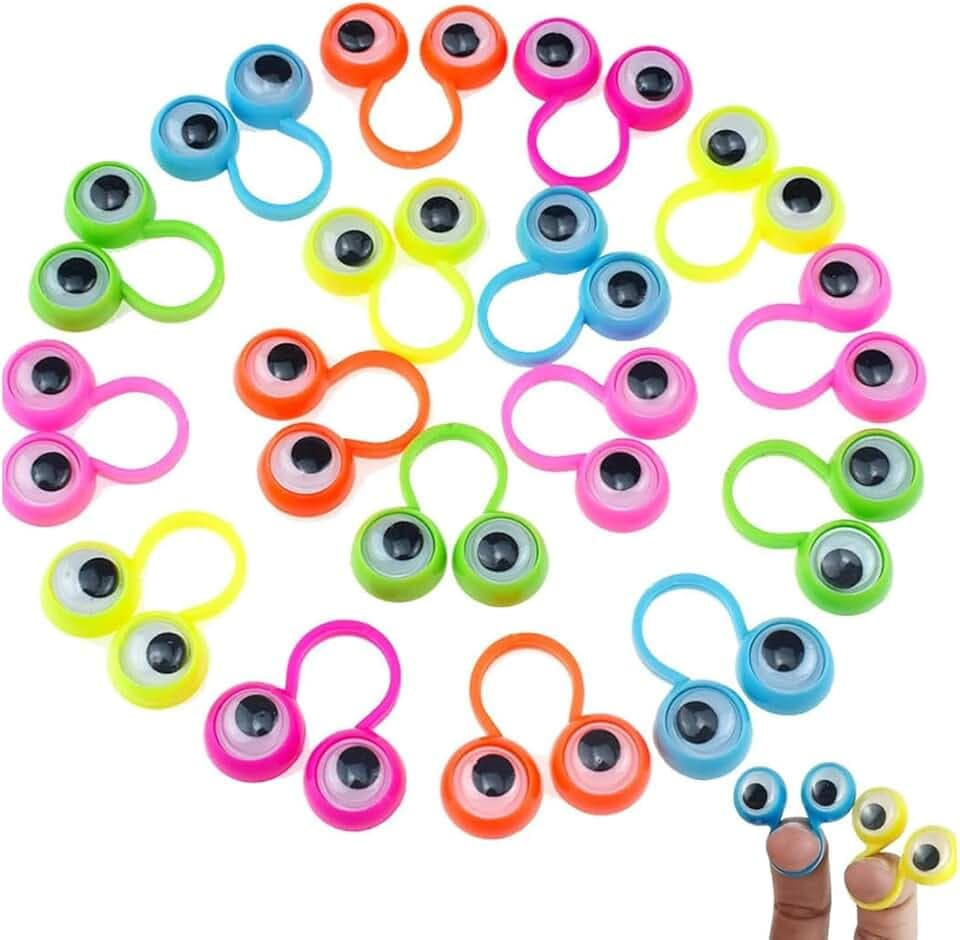 20 Pcs Giocattoli da Dito, Pupazzi da Dito con Occhi, Gadget per Feste di Compleanno Bambini e Halloween, Regali per Bambini (Colorati)
