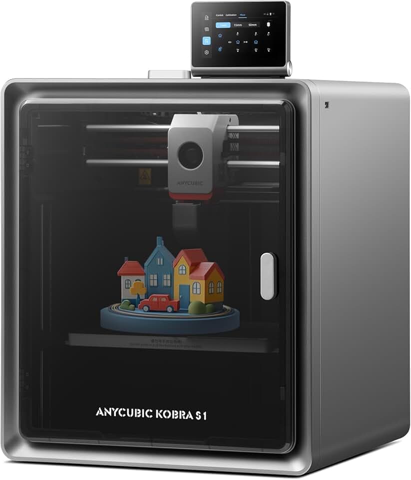 ANYCUBIC Kobra S1 3D Stampante FDM Multicolore Intelligente, 600 mm/s ad Alta Velocità, Struttura CoreXY Chiusa, Monitoraggio AI per Principianti ed Esperti, Dimensioni di Stampa 250 * 250 * 250 mm