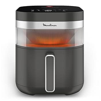 Moulinex Easy Fry Infrared, Friggitrice ad Aria 7L, Doppia Resistenza, Riscaldamento 2 Volte Più Veloce, Cottura Rapida, Lavabile in Lavastoviglie, Finestra di Osservazione, Colore Coal Grey, EZ832H