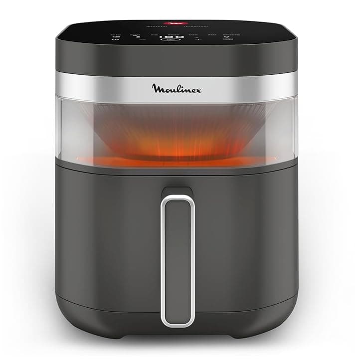 Moulinex Easy Fry Infrared, Friggitrice ad Aria 7L, Doppia Resistenza, Riscaldamento 2 Volte Più Veloce, Cottura Rapida, Lavabile in Lavastoviglie, Finestra di Osservazione, Colore Coal Grey, EZ832H