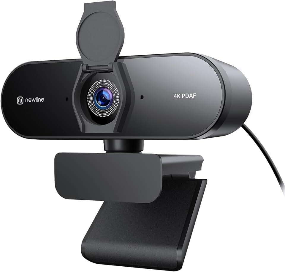 Webcam PC 4K con 2 Microfoni, Full HD 1080P@60FPS, Autofocus PDAF+CDAF, 12 MP, Suono Stereo Chiaro, Correzione Automatica della Luce, USB Plug & Play, Telecamera PC per Windows MacOS