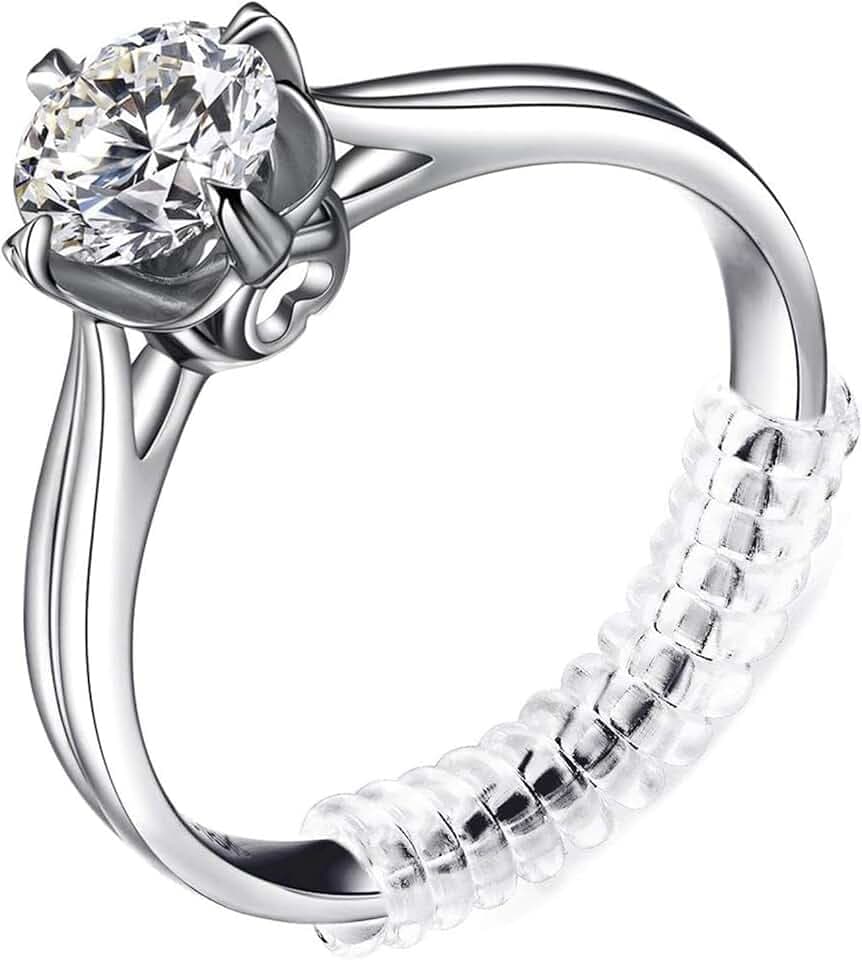 Anpro Anpro 15 Pack Ring Size Adjuster - con 3 misure Clear Ring Sizer Adjuster per anelli allentati, set di stringitori in silicone a spirale, protezioni invisibili per anelli