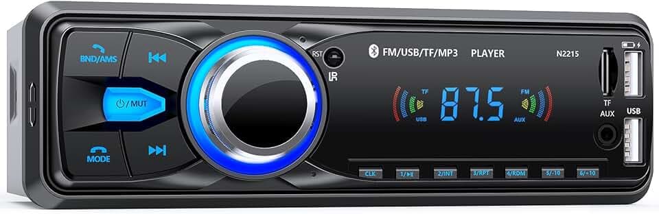 Autoradio Bluetooth,Chismos Stereo Auto 1 DIN Autoradio FM Radio Auto Lettore MP3 Supporta 2 USB/SD/Aux/Telecomando/Ricarica rapida, supporto iOS/Android (Non ha RDS/CD)