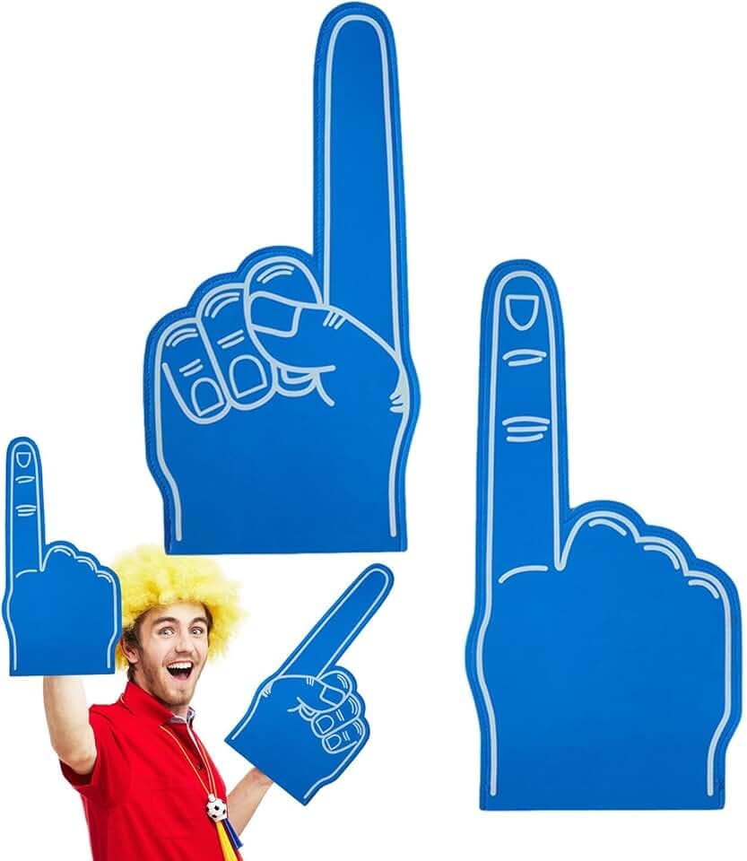 Genérico Foam Finger - Giant Foam Finger | Sports Foam Finger | 18 Inch Sports Fan Foam Finger, Cheerleading Foam Finger, Blank Foam Hand, Cheerleading Props For Sports Events Games School Business