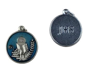Eurofusioni Medaglia Calice IHS Azzurra - Prima Comunione - Placcato Argento - 10 Pezzi