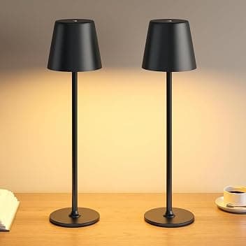 2 Pezzi Lampada da Tavolo Senza Fili in Metallo, Lampada Comodino Global Recycled Standard