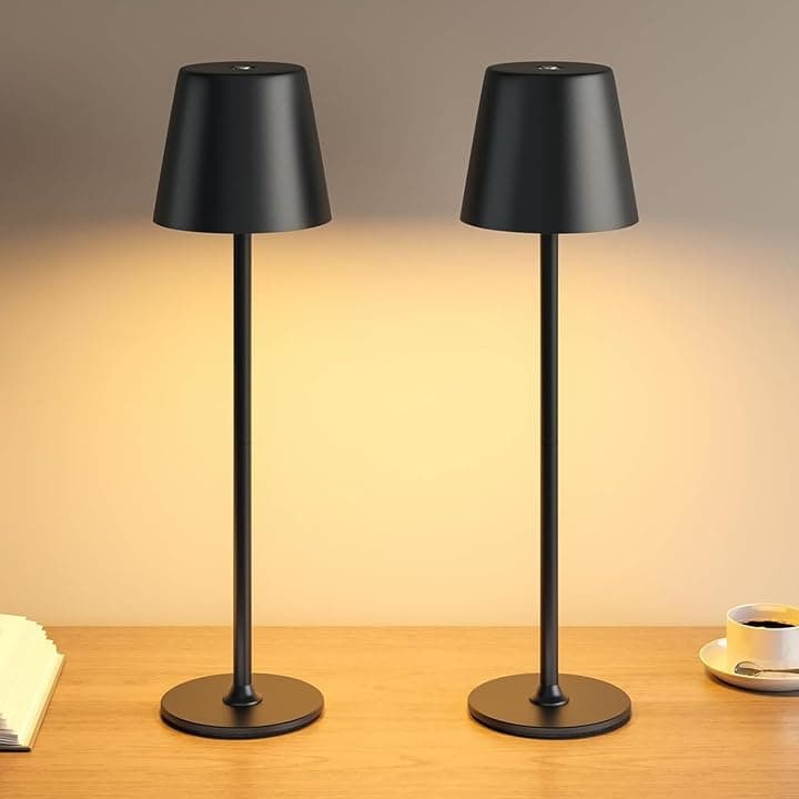 2 Pezzi Lampada da Tavolo Senza Fili in Metallo, Lampada Comodino Global Recycled Standard