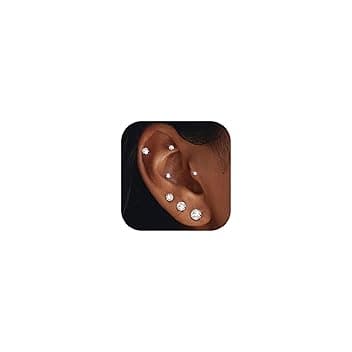 YADOCA 7 Paia Orecchini a Bottone in Acciaio Inossidabile Cubico Zirconia Cartilagine Orecchio per Donna Uomo 2-8mm ClimeCo Certified