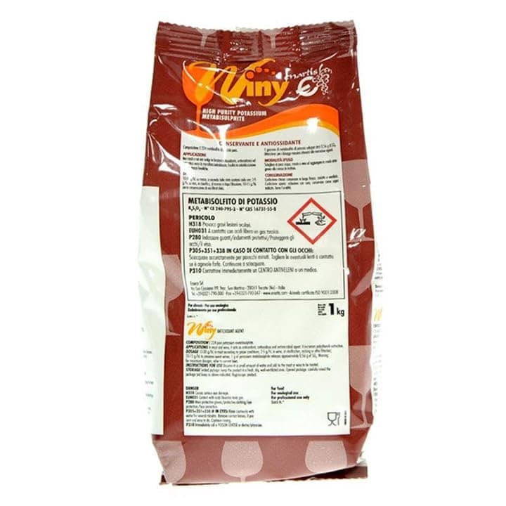 1 KG - METABISOLFITO DI POTASSIO INIBENTE SELETTIVO VINO ENOLOGIA SANITIZZANTE