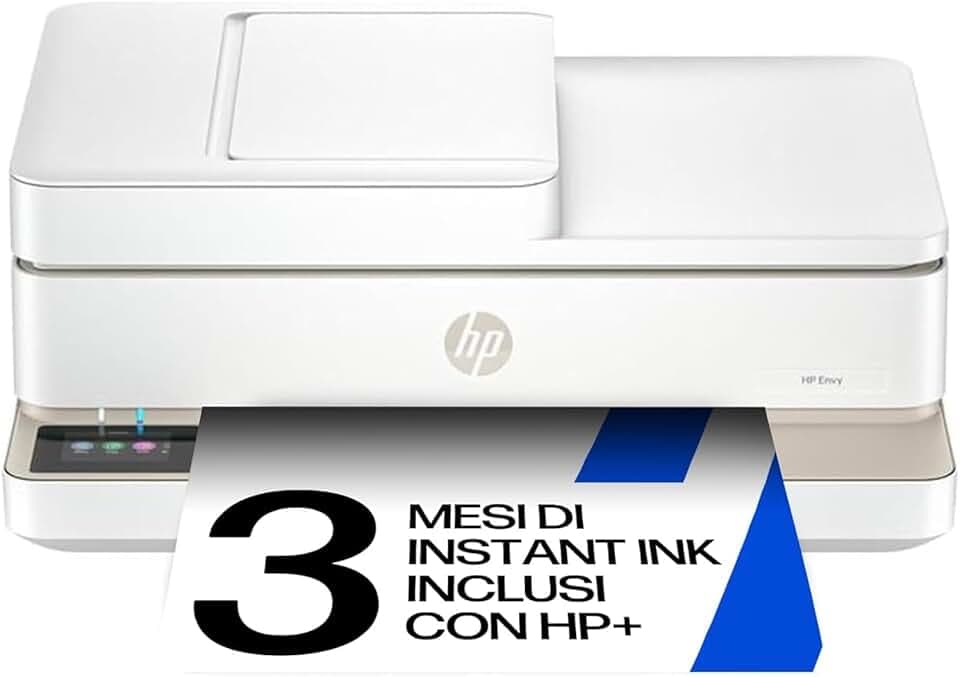 HP Envy 6520e 714N9B, Stampante Multifunzione a Getto d'Inchiostro A4 a Colori, Stampa Fronte e Retro Automatica, Fino a 10 ppm, Wi-Fi, ADF, Fax, 3 Mesi di Inchiostro Instant Ink Inclusi, Portobello