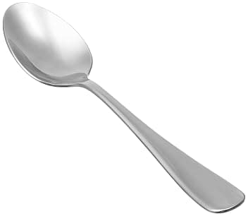 Amazon Basics - Cucchiai da Tavola in Acciaio Inossidabile Lavabili in Lavastoviglie con Bordo Arrotondato, Cucchiai Grandi, 20 cm, Confezione da 12, Argento