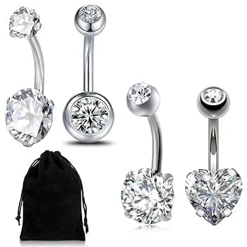 4pz Piercing Ombelico Acciaio, Piercing Ombelico Anello, Anello con Ombelico Argento, Ombelico Bar Gioielli Piercing, Ombelico Barra Piercing Pancia, Bar Lungo Ombelico Barbell, Ventre Anello Piercing