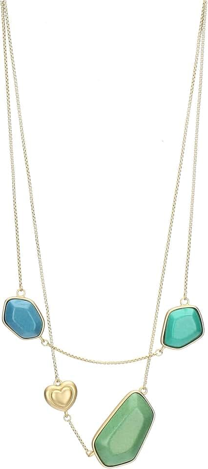 THUN THUN - Collana con pietre e cuore - ceramica, metallo - Collezione Dedicato a te - 90 + 5 cm