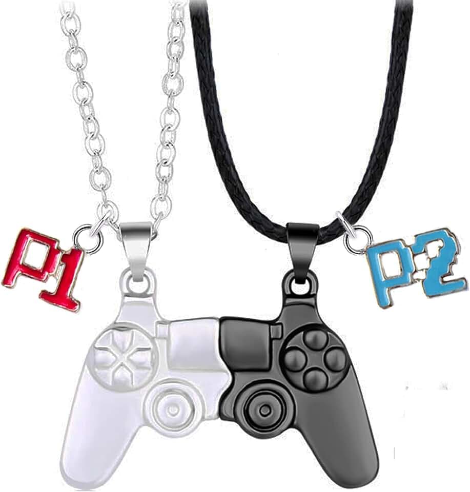 Collana dell’Amicizia Gamer per 2 - Collana BFF Magnetica - Ciondolo Controller con P1 & P2 - Regalo per Migliori Amici Gamer