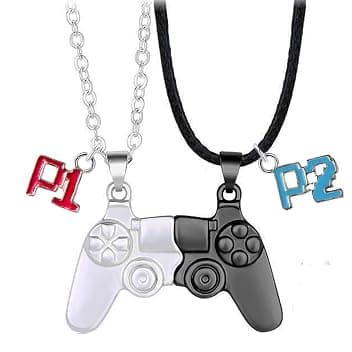 Collana dell’Amicizia Gamer per 2 - Collana BFF Magnetica - Ciondolo Controller con P1 & P2 - Regalo per Migliori Amici Gamer