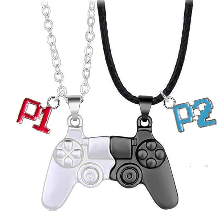 Collana dell’Amicizia Gamer per 2 - Collana BFF Magnetica - Ciondolo Controller con P1 & P2 - Regalo per Migliori Amici Gamer
