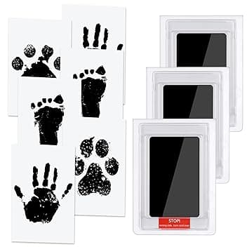 Vicloon Impronta Bambino, Kit Impronta Cane e Gatto, 9 Pcs Cornice Impronte Neonato, L'inchiostro è al 100% Innocuo e Sicuro, Impronta Bambino Per Il Ricordo Della Famiglia Regalo