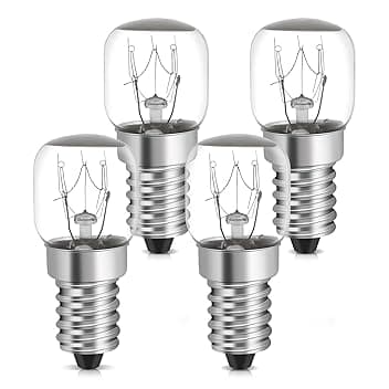 YIIFELL Lampadine per Forno E14 15W 4 Pezzi,Luce Calda 2700K,Resistente al Calore Fino a 300 Gradi forno a Microonde, Frigorifero [Classe di efficienza energetica G] Etichetta Energetica