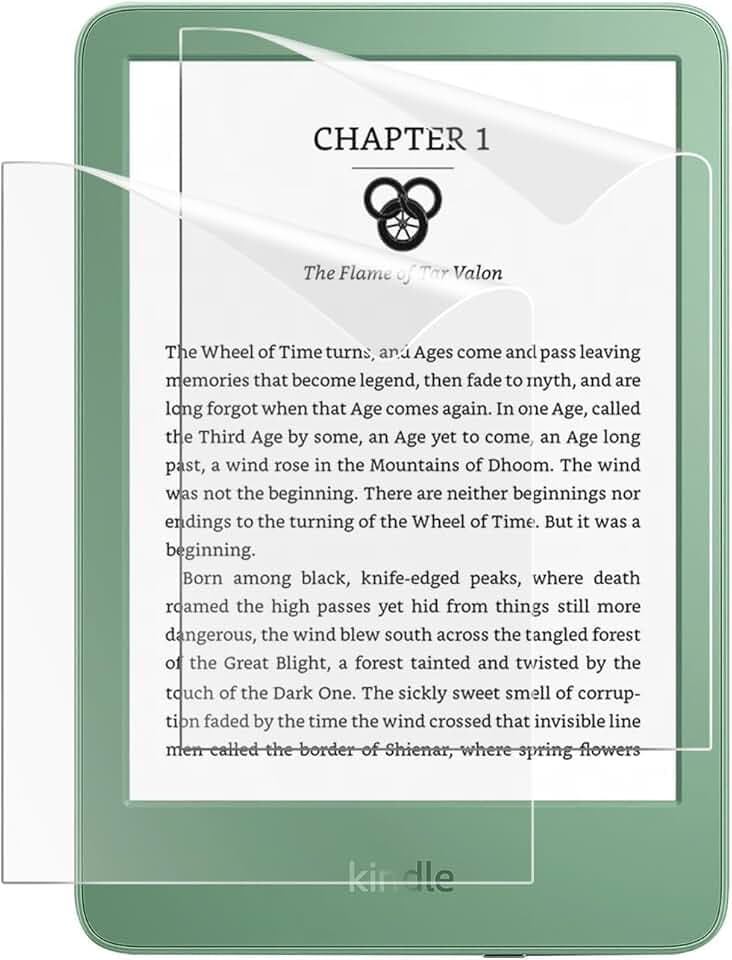 MoKo Confezione da 2 Pellicole Anti-Riflesso per All-New Kindle Base Kindle 6" 11ª Gen 2024/2022, Kobo Clara e PocketBook, Pellicola Protettiva Opaca PET a Copertura Totale Matcha