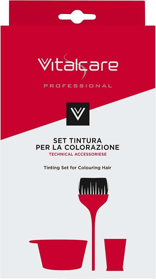 Vitalcare | Set Tinta Capelli, Set di 3 Strumenti per la Colorazione dei Capelli, (1 Ciotola + 1 Misurino 135 ml + 1 Pennello)