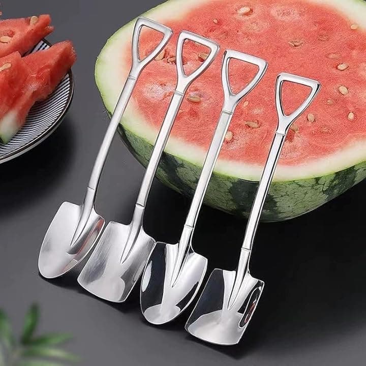 8 cucchiai in acciaio INOX albicottone - Cucchiai per frutta e dessert | Utensili da cucina in acciaio al grado 304 | Lavabili in lavastoviglie e resistenti all'ossidazione