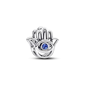 PANDORA Moments 794062C01 - Charm a forma di mano di Fatima in argento sterling con cristalli artificiali, compatibile Moments