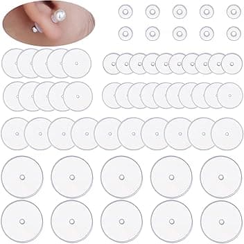 AFCJLTO 60 pezzi dischetti silicone piercing,Orecchini Silicone Posteriori a disco,dischi in silicone per orecchini,Stabilizzare Gli Orecchini,per Supporto del Lobo Orecchio- 6 Dimensioni
