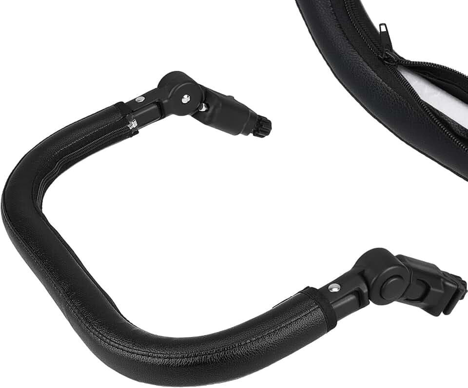 Bracciolo Passeggino Regolabile in PU Pelle e Ferro Barra Paraurti con Pulsanti Staccabili per Accessori Passeggini Sostituzione Pratica e Resistente Compatibile con Oltre dei
