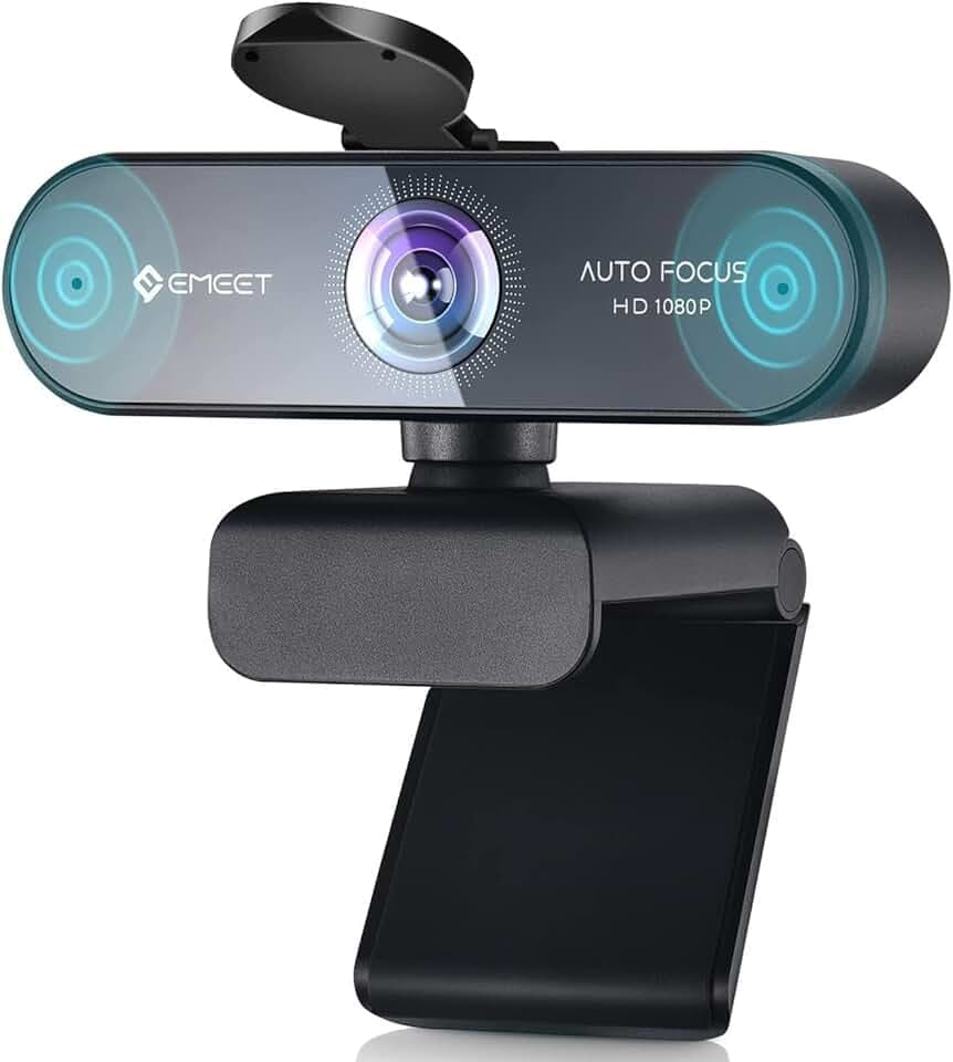 EMEET Webcam - NOVA Webcam 1080P con messa a fuoco automatica, Web cam Full HD, Grandangolo 73°, 2 microfoni, Riduzione del rumore, Correzione automatica della luce, web cam pc per Linux, Mac OS ClimatePartner certified