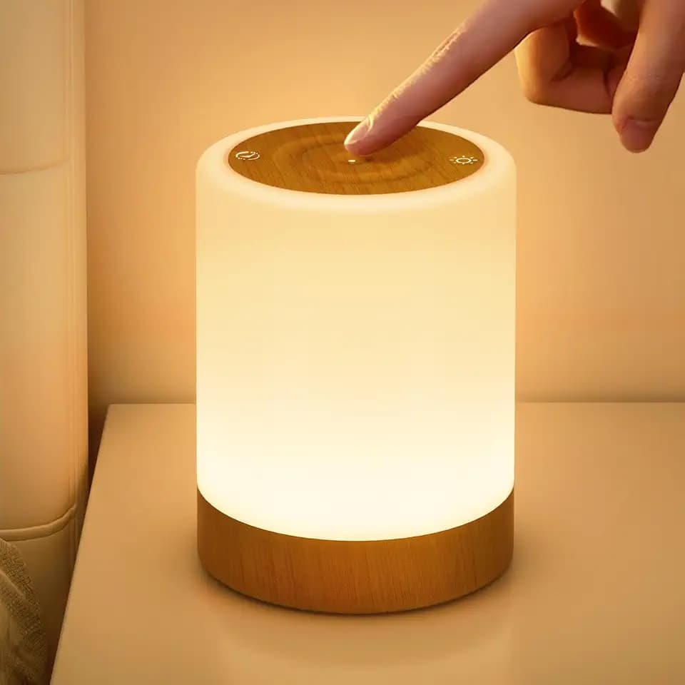 Lampada da Comodino Senza Fili, Touch Dimmerabile Abat Jour da Comodino con 256 Colori RGB e 5 Modalità, USB Ricaricabile Luce Notturna LED con Funzione Timer per Bambini, Camera da Letto