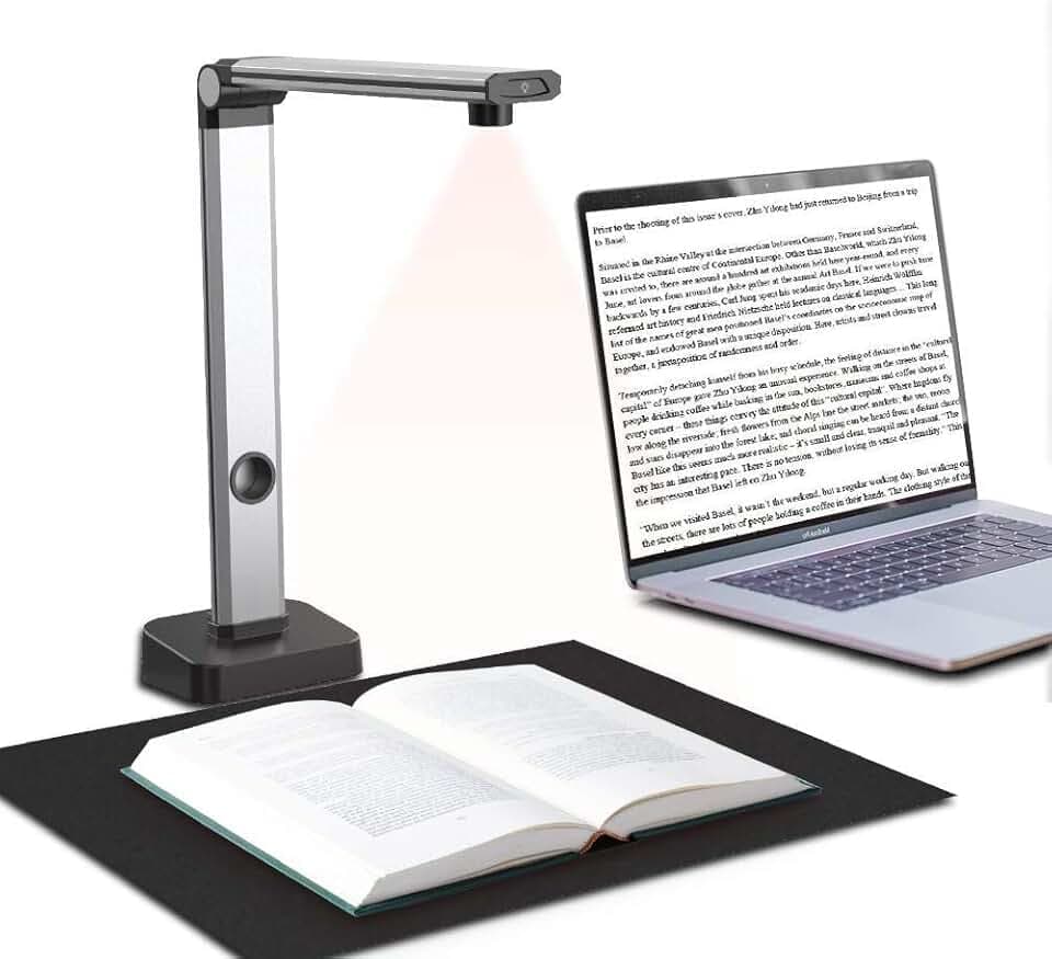 JOYUSING Scanner per Documenti Portatile HD da 14 MP, Scanner per libri, acquisizione formato A3, OCR multilingue intelligente, Converti in PDF/Word/Txt/Excel su Windows e PDF su Mac