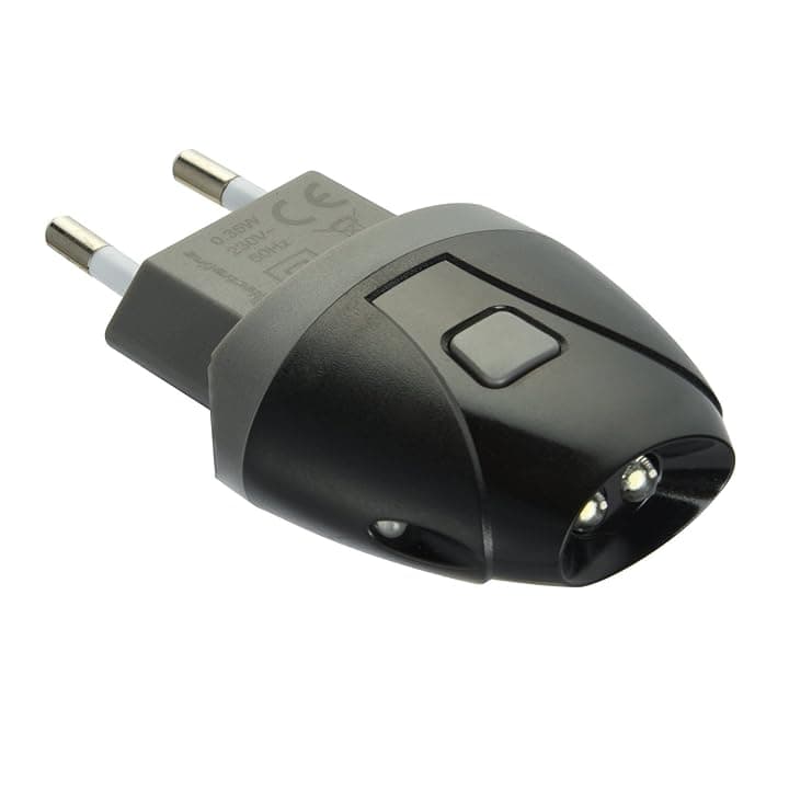 Electraline 58310 Torcia d'Emergenza Automatica con Funzione Luce di Cortesia, Nero