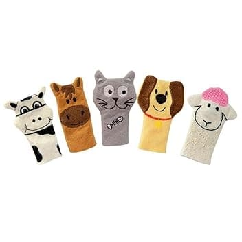 Fattoria - Set di bambole da dito, 5 pezzi, a partire dai 6 mesi, in feltro colorato per neonati e bambini