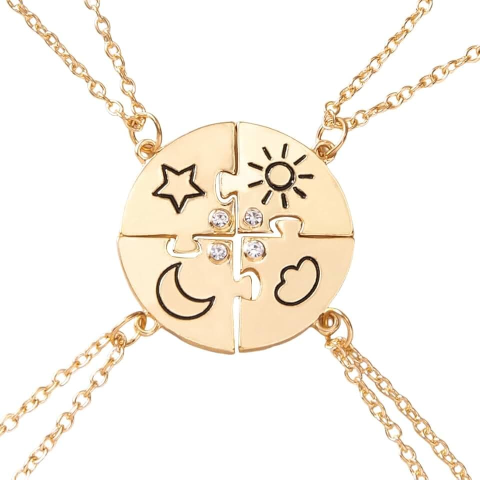 JEYORZY 4pcs Collana Pendente Amicizia Set, Collana BFF dell'amicizia Best Friends Forever Ragazze Regalo di compleanno con catena a sospensione per 4 Ragazze