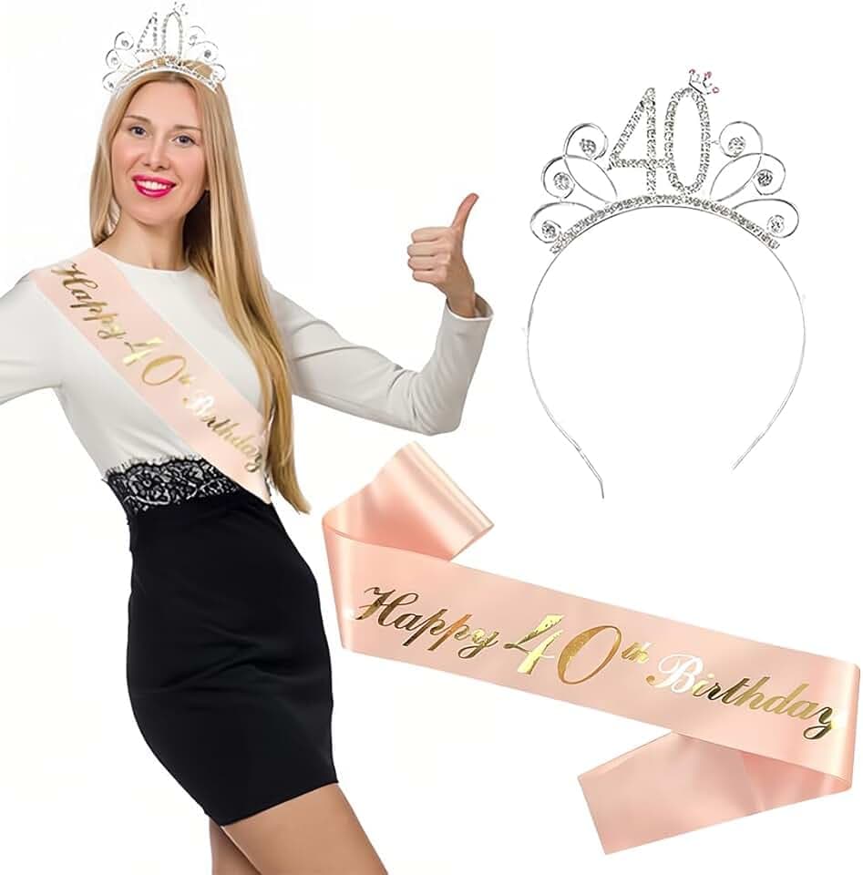 ZKGYUS Compleanno Corona e Fascia, Happy Donna Strass Corona Diadema e Fascia, per Accessori Decorativi per Feste per Ragazze