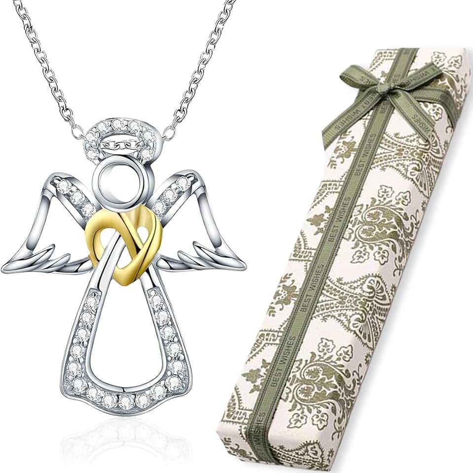 BLPRKOT BLPRKOT Collana Angelo Custode, Collana con ciondolo Angelo in argento Sterling 925, regali di battesimo, comunione e compleanno per ragazze e bambini（Con scatola regalo