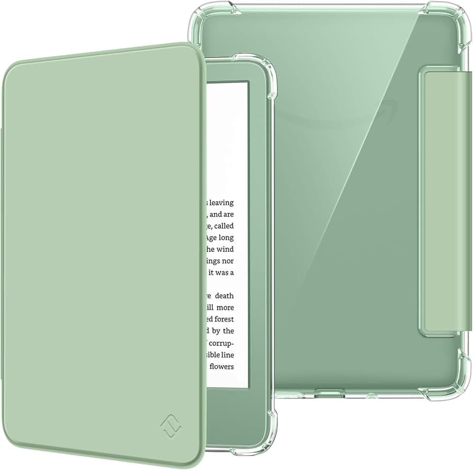 FINTIE Custodia per 6" Kindle (11ª Generazione) – 2024/2022, Leggero Cover Trasparente Posteriore in TPU Morbido con Auto Sveglia/Sonno per 6 Pollici Kindle 11a Gen 2024/2022, Verde ClimatePartner certified