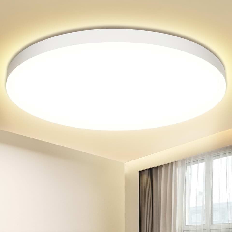 Plafoniera LED Soffitto 24W Lampada da Soffitto 4000K 2000LM Plafoniera Bagno IP44 Impermeabile Ø28CM Rotonda Lampadario LED Moderna Luce Soffitto per Cameretta, Soggiorno, Cucina, Balcone, Corridoio