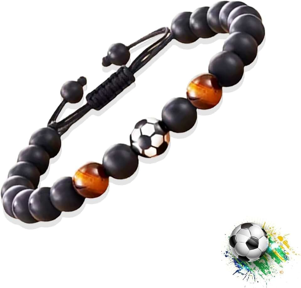 Lolileo Bracciale Calcio, Bracciale Uomo, Braccialetto Calcio Ragazzi E Ragazze Regalo, Bracciale Calcio Regolabile in Tessuto Calcio, Regalo Creativo per Ia Famiglia E Gli Amici