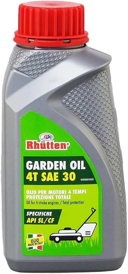 Rhutten, Olio Garden per Attrezzi da Giardino, per Motori 4Tempi SAE 30, Minerale, 600ml