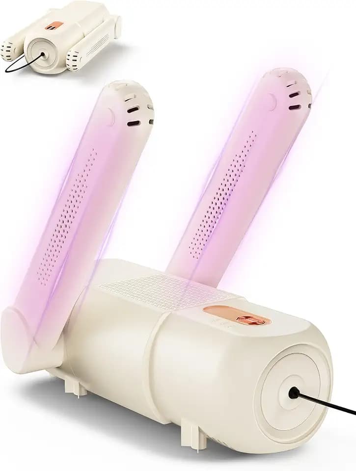 Asciuga Scarponi, Asciuga Scarpe Elettrico Asciugascarpe con Timer 120mins, Asciuga Stivali Asciuga Scarponi regolabile a 90°, Luce Violetta per scarpe, guanti, cappelli, calze