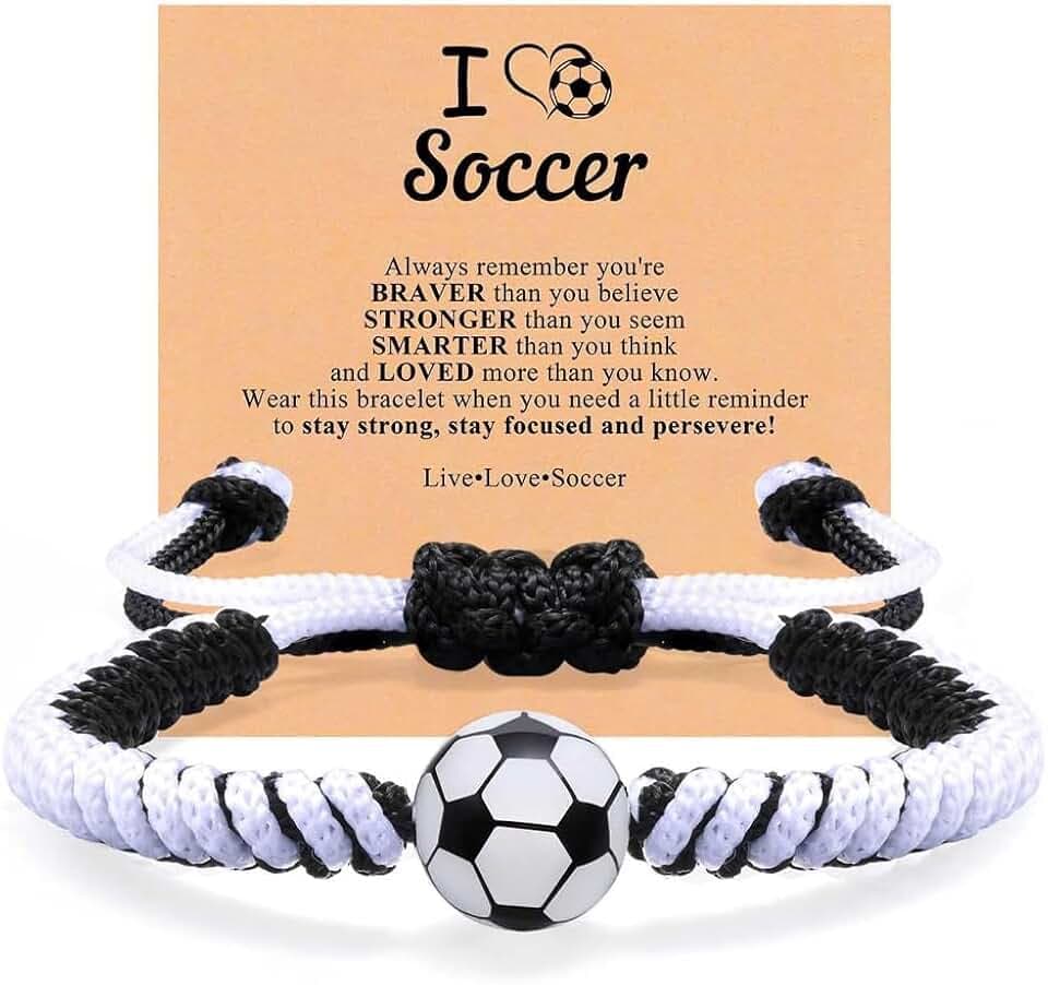 YUPZAR Regali Calcio per Ragazzi, Braccialetto Calcio per Bambini, Bracciale con Design Pallone da Calcio, con Scheda, Idee Regalo per Bambini 5-10 Anni