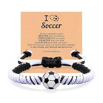 YUPZAR Regali Calcio per Ragazzi, Braccialetto Calcio per Bambini, Bracciale con Design Pallone da Calcio, con Scheda, Idee Regalo per Bambini 5-10 Anni
